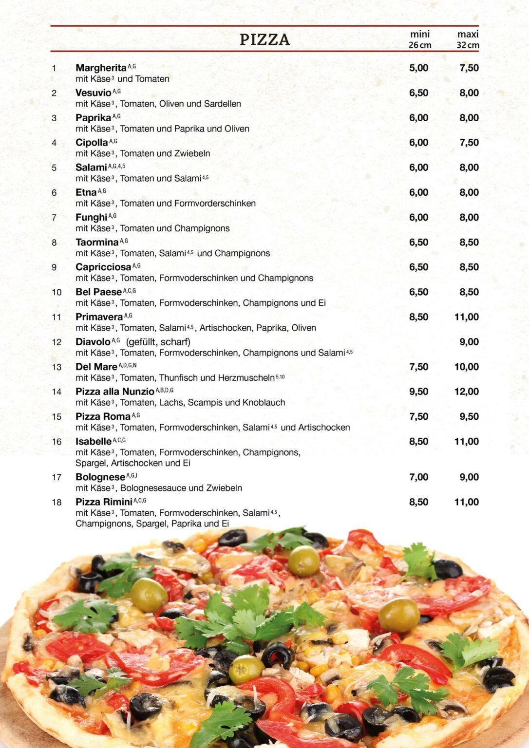 Speisekarte - Pizzeria bei Nunzio